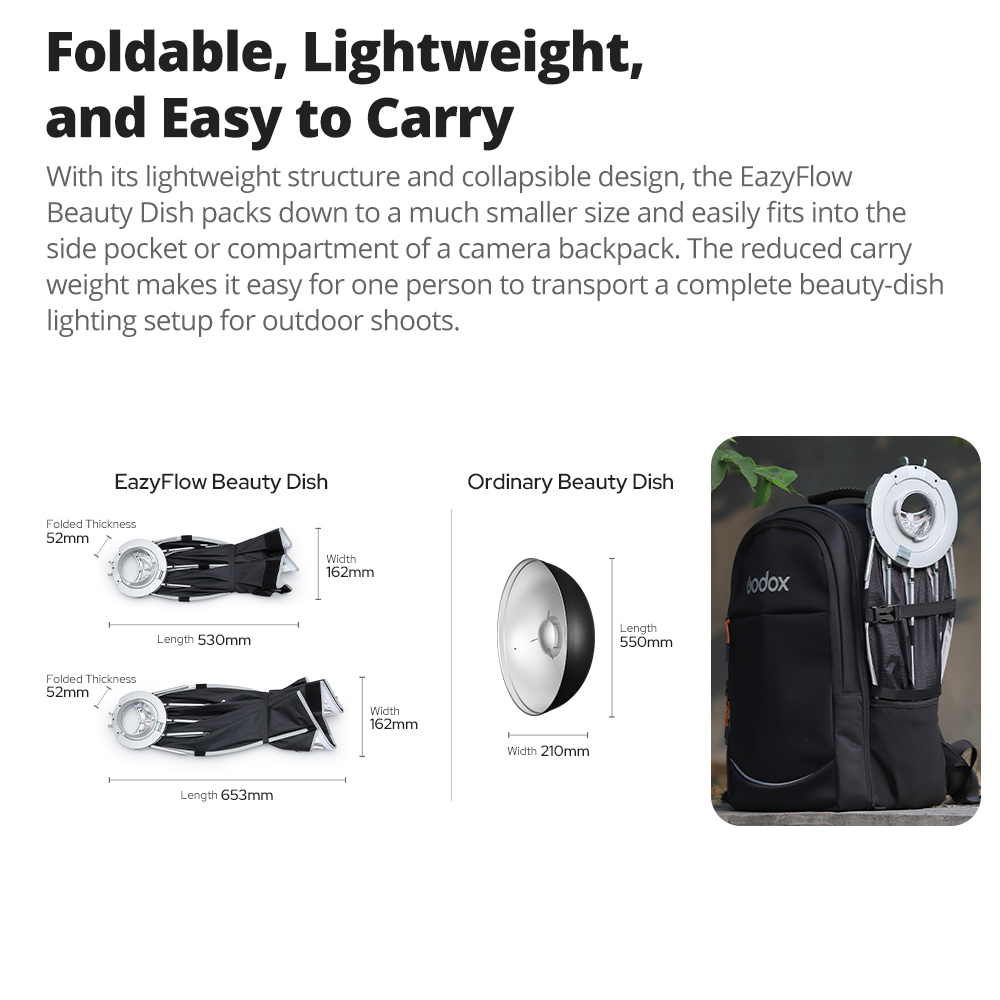 New Godox EazyFlow Beauty Dish - đánh giá và giá Photography Lighting Meter